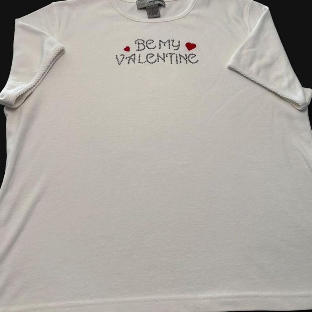 Vintage Y2K “Be My Valentine” Rhinestone T-Shirt Designer’s Originals Studio XL